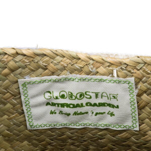 GloboStar® Artificial Garden MILOS 20308 Διακοσμητικό Ψάθινο Καλάθι – Κασπώ Γλάστρα – Flower Pot Μπεζ με Μακραμέ Φ32cm x Υ28cm