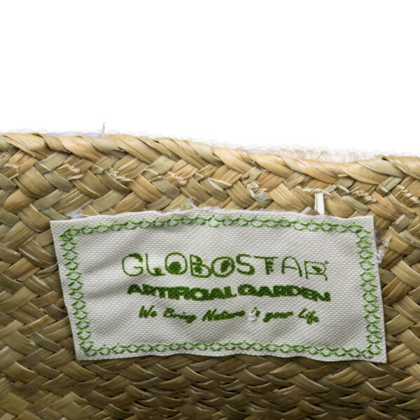 GloboStar® Artificial Garden MILOS 20308 Διακοσμητικό Ψάθινο Καλάθι – Κασπώ Γλάστρα – Flower Pot Μπεζ με Μακραμέ Φ32cm x Υ28cm