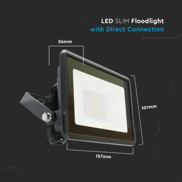 LED Προβολέας 30W V-TAC PRO Samsung Chip Μαύρος 100° 3240lm Αδιάβροχος IP65 Θερμό 3000K – 20310