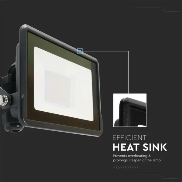 LED Προβολέας 30W V-TAC PRO Samsung Chip Μαύρος 100° 3240lm Αδιάβροχος IP65 Θερμό 3000K – 20310