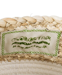 GloboStar® Artificial Garden KIMOLOS 20310 Διακοσμητικό Πλεκτό Καλάθι – Κασπώ Γλάστρα – Flower Pot Μπεζ με Λευκό Φ22cm x Υ26cm