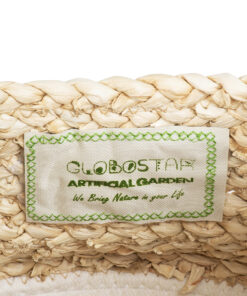 GloboStar® Artificial Garden KIMOLOS 20311 Διακοσμητικό Πλεκτό Καλάθι – Κασπώ Γλάστρα – Flower Pot Μπεζ με Λευκό Φ29cm x Υ30cm