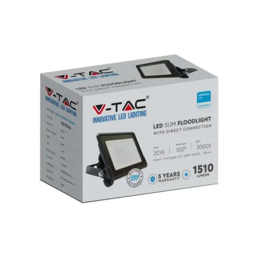 LED Προβολέας 50W V-TAC PRO Samsung Chip Μαύρος 100° 4000lm Αδιάβροχος IP65 Θερμό 3000K – 20313