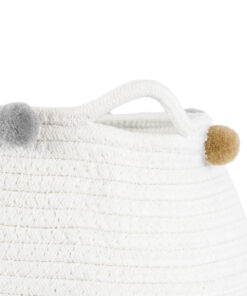 GloboStar® Artificial Garden KYTHNOS 20313 Διακοσμητικό Πλεκτό Καλάθι – Κασπώ Γλάστρα – Flower Pot Γκρι με Λευκό Φ25cm x Υ24cm