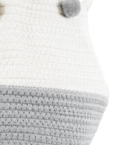 GloboStar® Artificial Garden KYTHNOS 20313 Διακοσμητικό Πλεκτό Καλάθι – Κασπώ Γλάστρα – Flower Pot Γκρι με Λευκό Φ25cm x Υ24cm