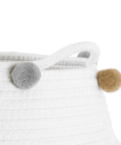 GloboStar® Artificial Garden KYTHNOS 20314 Διακοσμητικό Πλεκτό Καλάθι – Κασπώ Γλάστρα – Flower Pot Γκρι με Λευκό Φ29cm x Υ28cm