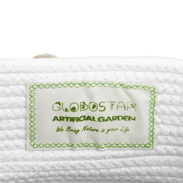GloboStar® Artificial Garden KYTHNOS 20314 Διακοσμητικό Πλεκτό Καλάθι – Κασπώ Γλάστρα – Flower Pot Γκρι με Λευκό Φ29cm x Υ28cm