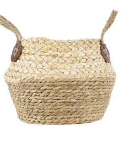 GloboStar® Artificial Garden ANDROS 20315 Διακοσμητικό Πλεκτό Καλάθι – Κασπώ Γλάστρα – Flower Pot Καφέ με Μπεζ Φ18cm x Υ21cm