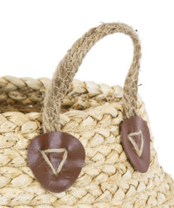 GloboStar® Artificial Garden ANDROS 20315 Διακοσμητικό Πλεκτό Καλάθι – Κασπώ Γλάστρα – Flower Pot Καφέ με Μπεζ Φ18cm x Υ21cm