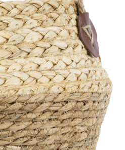 GloboStar® Artificial Garden ANDROS 20315 Διακοσμητικό Πλεκτό Καλάθι – Κασπώ Γλάστρα – Flower Pot Καφέ με Μπεζ Φ18cm x Υ21cm