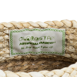 GloboStar® Artificial Garden ANDROS 20315 Διακοσμητικό Πλεκτό Καλάθι – Κασπώ Γλάστρα – Flower Pot Καφέ με Μπεζ Φ18cm x Υ21cm