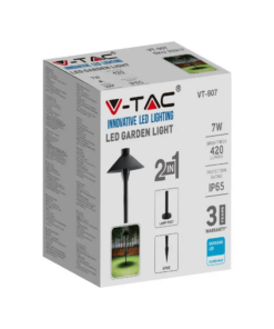 LED Φωτιστικό Καρφί Κήπου Μαύρο 7W V-TAC PRO Samsung Chip IP65 Θερμό 3000K – 20316