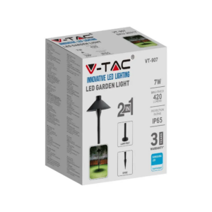 LED Φωτιστικό Καρφί Κήπου Μαύρο 7W V-TAC PRO Samsung Chip IP65 Θερμό 3000K – 20316
