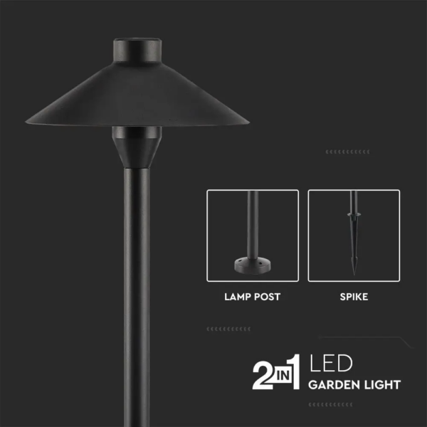 LED Φωτιστικό Καρφί Κήπου Μαύρο 7W V-TAC PRO Samsung Chip IP65 Θερμό 3000K – 20316
