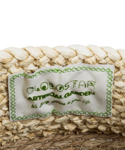 GloboStar® Artificial Garden ANDROS 20316 Διακοσμητικό Πλεκτό Καλάθι – Κασπώ Γλάστρα – Flower Pot Καφέ με Μπεζ Φ22cm x Υ26cm