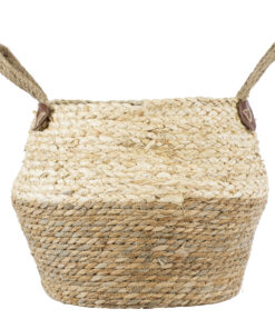 GloboStar® Artificial Garden ANDROS 20317 Διακοσμητικό Πλεκτό Καλάθι – Κασπώ Γλάστρα – Flower Pot Καφέ με Μπεζ Φ29cm x Υ30cm