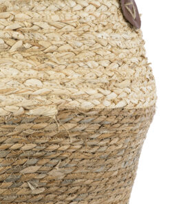 GloboStar® Artificial Garden ANDROS 20317 Διακοσμητικό Πλεκτό Καλάθι – Κασπώ Γλάστρα – Flower Pot Καφέ με Μπεζ Φ29cm x Υ30cm