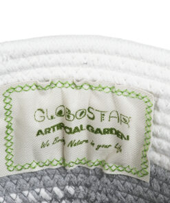 GloboStar® Artificial Garden POSITANO 20318 Διακοσμητικό Πλεκτό Καλάθι – Κασπώ Γλάστρα – Flower Pot Γκρι με Λευκό Φ20cm x Υ20cm