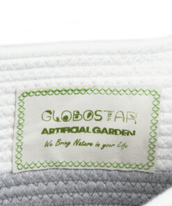 GloboStar® Artificial Garden POSITANO 20319 Διακοσμητικό Πλεκτό Καλάθι – Κασπώ Γλάστρα – Flower Pot Γκρι με Λευκό Φ25cm x Υ25cm