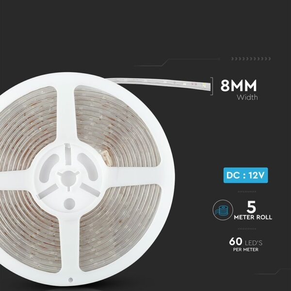LED Ταινία 5W V-TAC Dimmable 420lm/m Αδιάβροχη IP65 Μπλε 5 Μέτρα – 212035