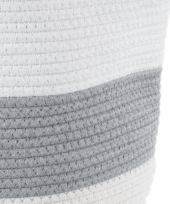 GloboStar® Artificial Garden KEFALONIA 20320 Διακοσμητικό Πλεκτό Καλάθι – Κασπώ Γλάστρα – Flower Pot Γκρι με Λευκό Φ30cm x Υ30cm