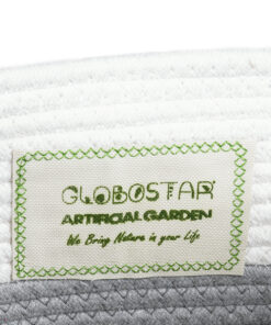 GloboStar® Artificial Garden KEFALONIA 20320 Διακοσμητικό Πλεκτό Καλάθι – Κασπώ Γλάστρα – Flower Pot Γκρι με Λευκό Φ30cm x Υ30cm