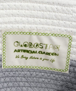 GloboStar® Artificial Garden KEFALONIA 20322 Διακοσμητικό Πλεκτό Καλάθι – Κασπώ Γλάστρα – Flower Pot Λευκό με Γκρι Φ25 x Υ25cm