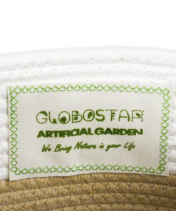 GloboStar® Artificial Garden ITHAKI 20323 Διακοσμητικό Πλεκτό Καλάθι – Κασπώ Γλάστρα – Flower Pot Καφέ με Λευκό Φ20cm x Υ20cm