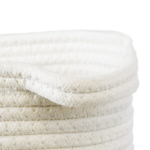 GloboStar® Artificial Garden ITHAKI 20324 Διακοσμητικό Πλεκτό Καλάθι – Κασπώ Γλάστρα – Flower Pot Καφέ με Λευκό Φ25cm x Υ25cm