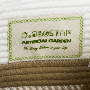 GloboStar® Artificial Garden ITHAKI 20324 Διακοσμητικό Πλεκτό Καλάθι – Κασπώ Γλάστρα – Flower Pot Καφέ με Λευκό Φ25cm x Υ25cm