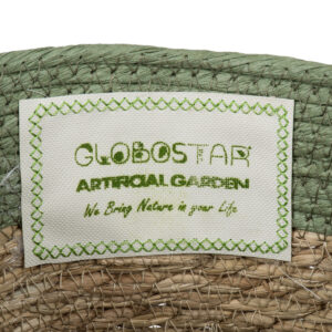 GloboStar® Artificial Garden SERIFOS 20326 Διακοσμητικό Πλεκτό Καλάθι – Κασπώ Γλάστρα – Flower Pot Μπεζ με Κυπαρισσί Φ25cm x Υ22cm