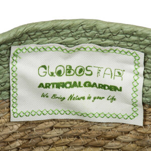 GloboStar® Artificial Garden SERIFOS 20327 Διακοσμητικό Πλεκτό Καλάθι – Κασπώ Γλάστρα – Flower Pot Μπεζ με Κυπαρισσί Φ26cm x Υ27cm