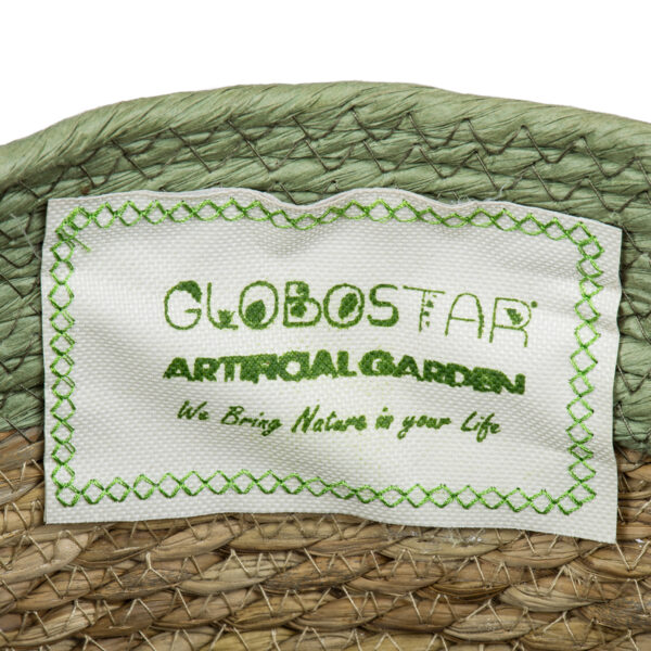 GloboStar® Artificial Garden SERIFOS 20327 Διακοσμητικό Πλεκτό Καλάθι – Κασπώ Γλάστρα – Flower Pot Μπεζ με Κυπαρισσί Φ26cm x Υ27cm