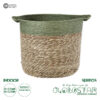 GloboStar® Artificial Garden SERIFOS 20328 Διακοσμητικό Πλεκτό Καλάθι – Κασπώ Γλάστρα – Flower Pot Μπεζ με Κυπαρισσί Φ32cm x Υ28cm