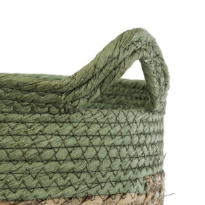 GloboStar® Artificial Garden SERIFOS 20328 Διακοσμητικό Πλεκτό Καλάθι – Κασπώ Γλάστρα – Flower Pot Μπεζ με Κυπαρισσί Φ32cm x Υ28cm