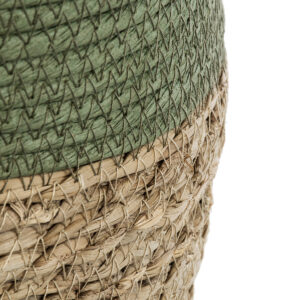 GloboStar® Artificial Garden SERIFOS 20328 Διακοσμητικό Πλεκτό Καλάθι – Κασπώ Γλάστρα – Flower Pot Μπεζ με Κυπαρισσί Φ32cm x Υ28cm