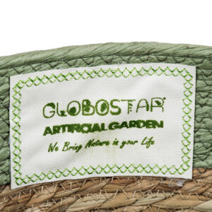 GloboStar® Artificial Garden SERIFOS 20328 Διακοσμητικό Πλεκτό Καλάθι – Κασπώ Γλάστρα – Flower Pot Μπεζ με Κυπαρισσί Φ32cm x Υ28cm