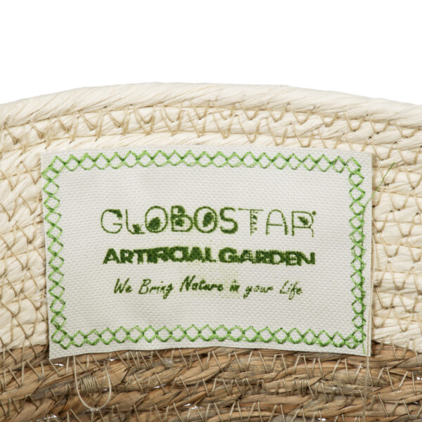 GloboStar® Artificial Garden KALYMNOS 20329 Διακοσμητικό Πλεκτό Καλάθι – Κασπώ Γλάστρα – Flower Pot Μπεζ με Καφέ Φ25cm x Υ22cm