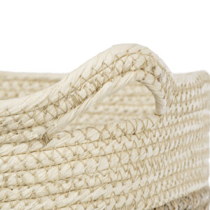 GloboStar® Artificial Garden KALYMNOS 20331 Διακοσμητικό Πλεκτό Καλάθι – Κασπώ Γλάστρα – Flower Pot Μπεζ με Καφέ Φ32cm x Υ28cm