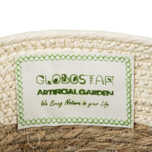 GloboStar® Artificial Garden KALYMNOS 20331 Διακοσμητικό Πλεκτό Καλάθι – Κασπώ Γλάστρα – Flower Pot Μπεζ με Καφέ Φ32cm x Υ28cm