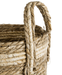 GloboStar® Artificial Garden NAXOS 20332 Διακοσμητικό Πλεκτό Καλάθι – Κασπώ Γλάστρα – Flower Pot Μπεζ με Καφέ Φ25cm x Υ20cm