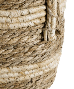 GloboStar® Artificial Garden NAXOS 20332 Διακοσμητικό Πλεκτό Καλάθι – Κασπώ Γλάστρα – Flower Pot Μπεζ με Καφέ Φ25cm x Υ20cm