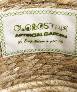 GloboStar® Artificial Garden NAXOS 20332 Διακοσμητικό Πλεκτό Καλάθι – Κασπώ Γλάστρα – Flower Pot Μπεζ με Καφέ Φ25cm x Υ20cm
