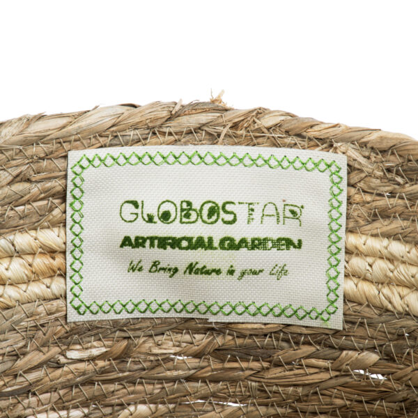 GloboStar® Artificial Garden NAXOS 20333 Διακοσμητικό Πλεκτό Καλάθι – Κασπώ Γλάστρα – Flower Pot Μπεζ με Καφέ Φ30cm x Υ26cm