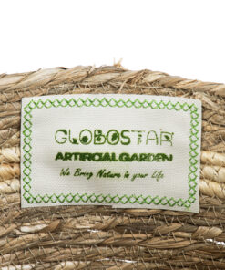 GloboStar® Artificial Garden NAXOS 20334 Διακοσμητικό Πλεκτό Καλάθι – Κασπώ Γλάστρα – Flower Pot Μπεζ με Καφέ Φ35cm x Υ30cm