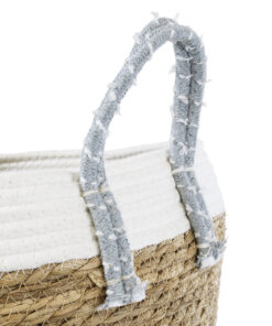 GloboStar® Artificial Garden SARDINIA 20335 ΣΕΤ 3 Διακοσμητικά Πλεκτά Καλάθια – Κασπώ Γλάστρες – Flower Pots Μπεζ με Μακραμέ A:Φ25cm x Υ20cm B:Φ30cm x Υ27cm C:Φ35cm x Υ30cm