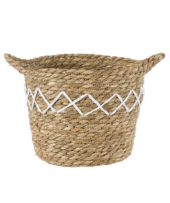 GloboStar® Artificial Garden ZAKYNTHOS 20336 ΣΕΤ 3 Διακοσμητικά Πλεκτά Καλάθια – Κασπώ Γλάστρες – Flower Pots Μπεζ με Μακραμέ A:Φ24cm x Υ20cm B:Φ28cm x Υ24cm C:Φ32cm x Υ28cm