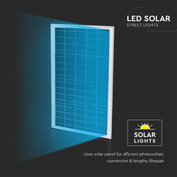 LED Ηλιακό Φωτιστικό Δρόμου 50W V-TAC PRO Samsung Chip 120° 3000lm Γκρι IP65 Ψυχρό 6400K για Ιστό & Τοίχο με Τηλεχειριστήριο – 20341