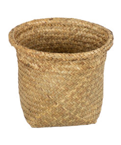 GloboStar® Artificial Garden CECILIA 20342 Διακοσμητικό Ψάθινο Καλάθι – Κασπώ Γλάστρα – Flower Pot Μπεζ Φ24cm x Υ24cm