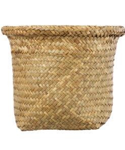 GloboStar® Artificial Garden CECILIA 20342 Διακοσμητικό Ψάθινο Καλάθι – Κασπώ Γλάστρα – Flower Pot Μπεζ Φ24cm x Υ24cm